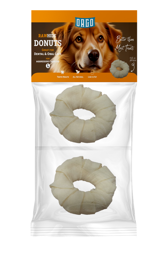 treats orgo DOG RAWHIDE BONES Dental & Oral Care - 2 pce - L