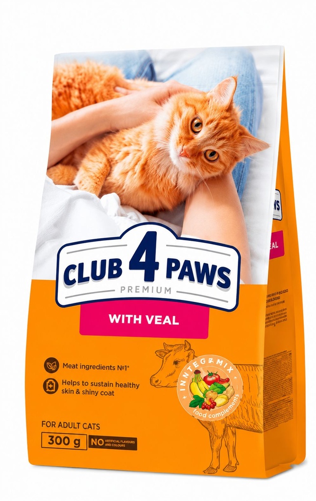 Club 4 Paws - Dry Food - For Adult Cats - 300 gm - veal