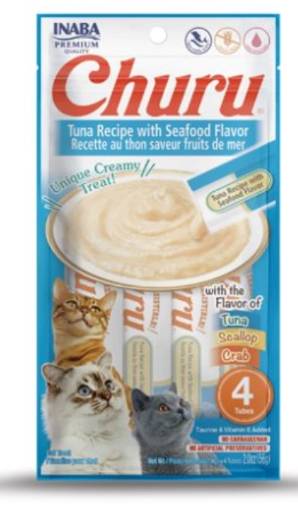 Inaba Churu - Adult Cats - Creamy Treat - 4 Tubes - 56 g - Tuna & Seafood