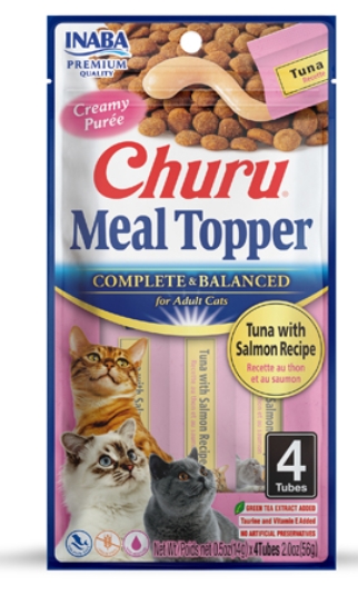 Inaba Churu - Adult Cats - Creamy Treat - 4 Tubes - 56 g - Complete & Balanced - Tuna & Salmon