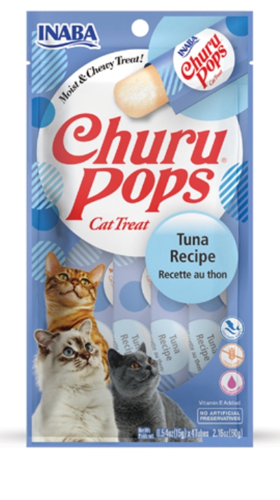 Inaba Churu - Adult Cats - Pops Treat - 4 Tubes - 56 g - Tuna
