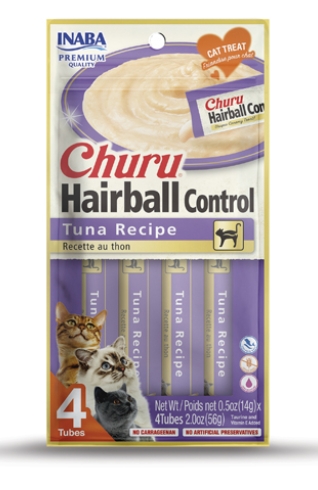 Inaba Churu -  Adult Cats - Creamy Treat - 4 Tubes - 56 g - Hairball - Tuna