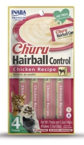Inaba Churu -  Adult Cats - Creamy Treat - 4 Tubes - 56 g - Hairball - Chicken