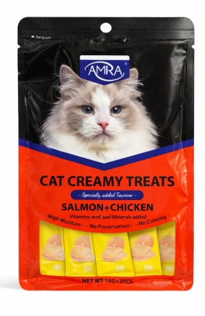 Amna - Cat Creamy Treat - 15 gm - 5 Pcs - Salmon&Chicken