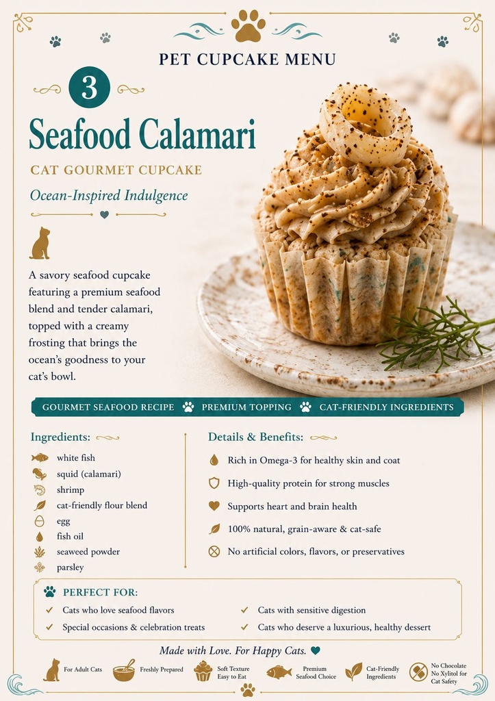Seafood Calamari Cat Gourmet Cupcake